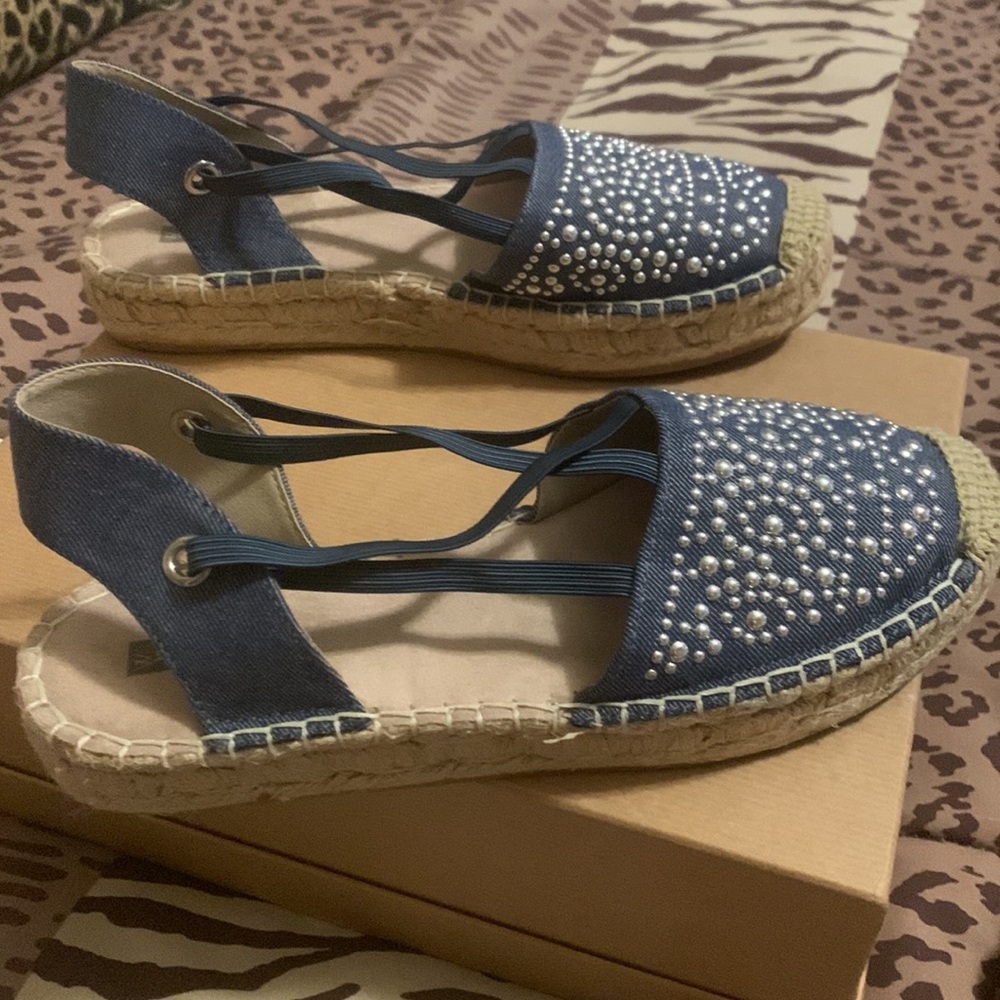 White mountain size 6 blue denim espadrilles - Picture 6 of 14
